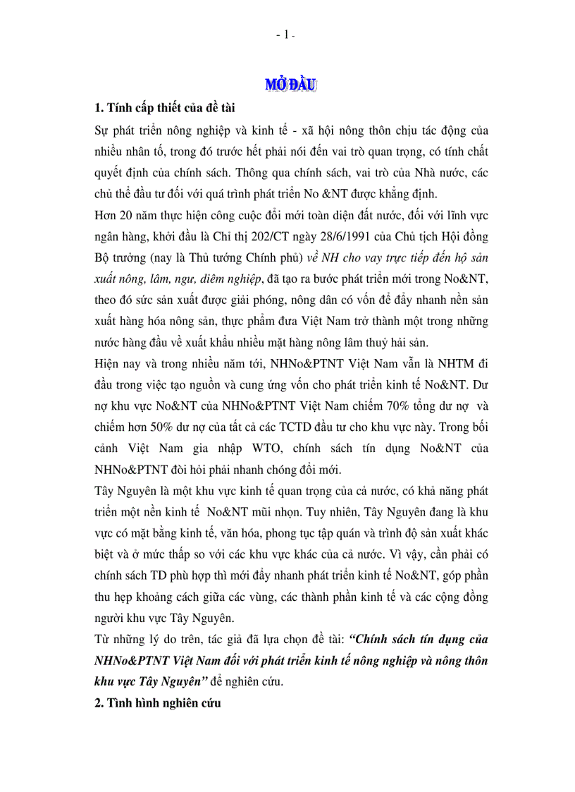 image for page Chính sách tín dụng của Ngân hàng Nông nghiệp và Phát triển Nông thôn Việt Nam đối với phát triển kinh tế nông nghiệp và nông thôn khu vực Tây Nguyên