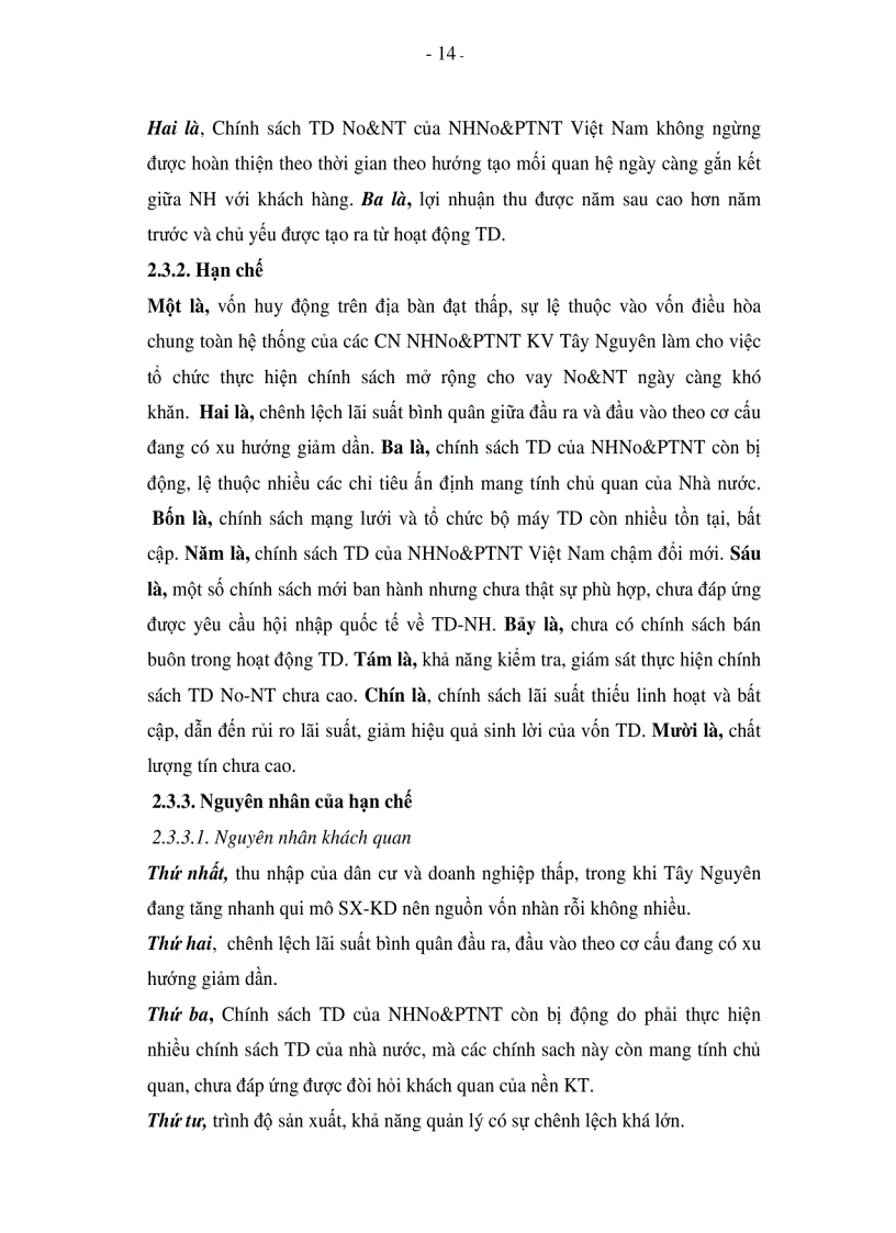 image for page Chính sách tín dụng của Ngân hàng Nông nghiệp và Phát triển Nông thôn Việt Nam đối với phát triển kinh tế nông nghiệp và nông thôn khu vực Tây Nguyên