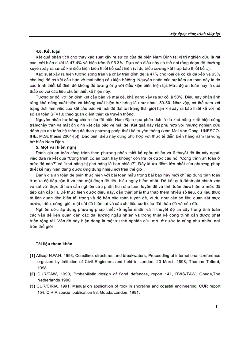 image for page Ứng Dụng lý thuyết độ tin cậy và phương pháp thiết kế ngẫu nhiên trong đánh giá an toàn ổn định đê kè biển