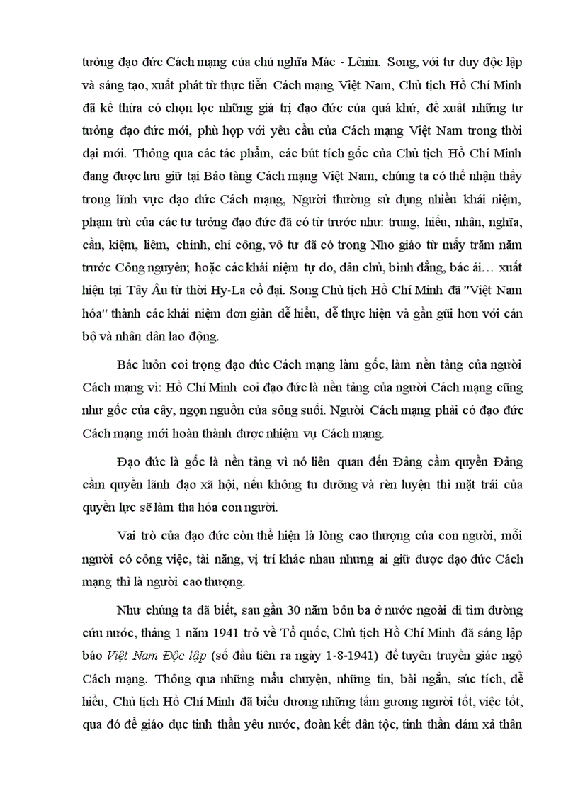 image for page Đề tài Tư tưởng Hồ Chí Minh về những chuẩn mực đạo đức Cách mạng và sự vận dụng tư tưởng đó vào xây dựng tư tưởng đạo đức của học sinh sinh viên trong giai đoạn hiện nay