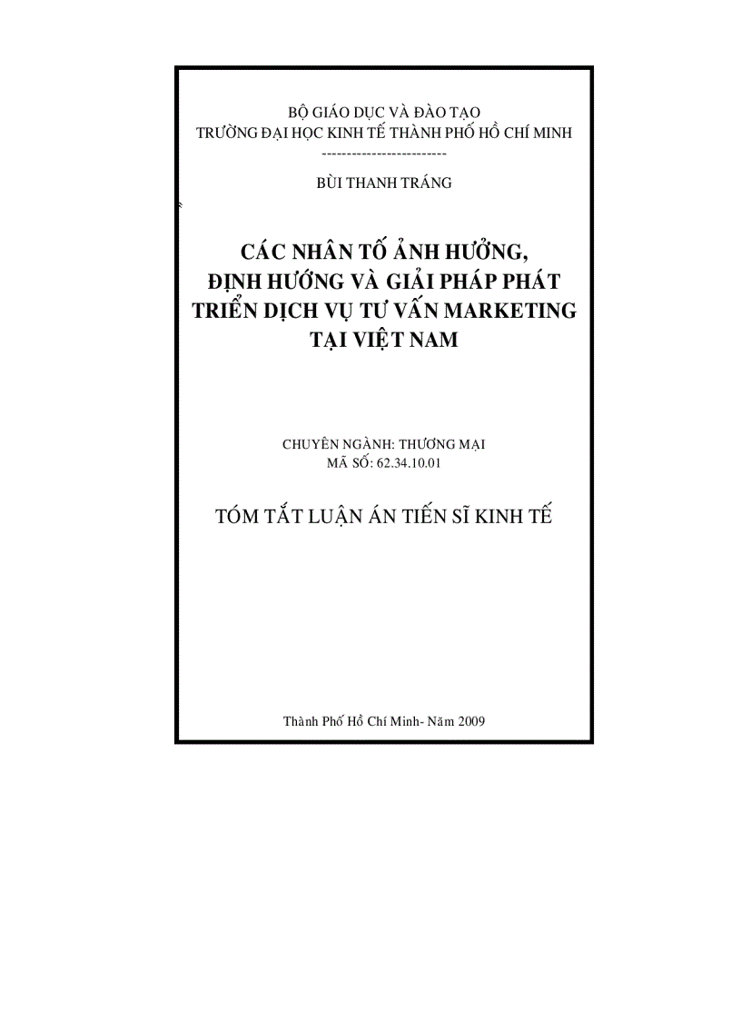 Các nhân tố ảnh hưởng định hướng và giải pháp phát triển dịch vụ tư vấn marketing tại Việt Nam
