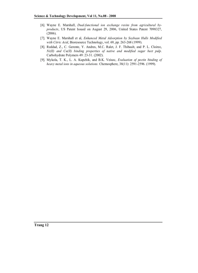 image for page Nghiên cứu khả năng hấp phụ và trao đổi ion của xơ dừa và vỏ trấu biến tính