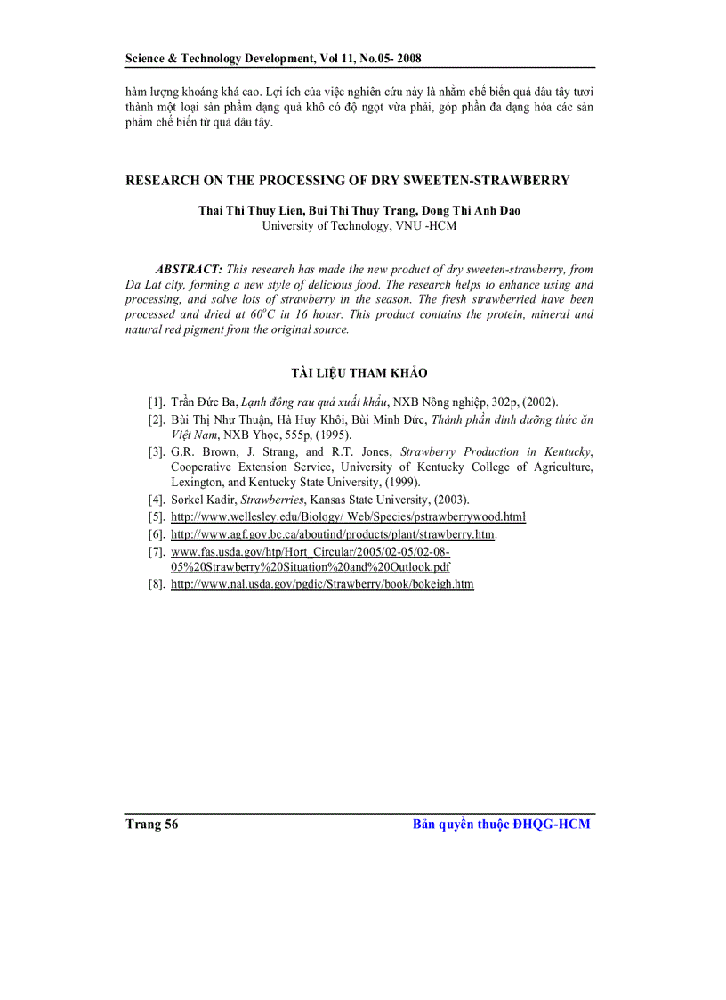 image for page Nghiên cứu sản xuất mứt từ quả dâu tây Đà lạt