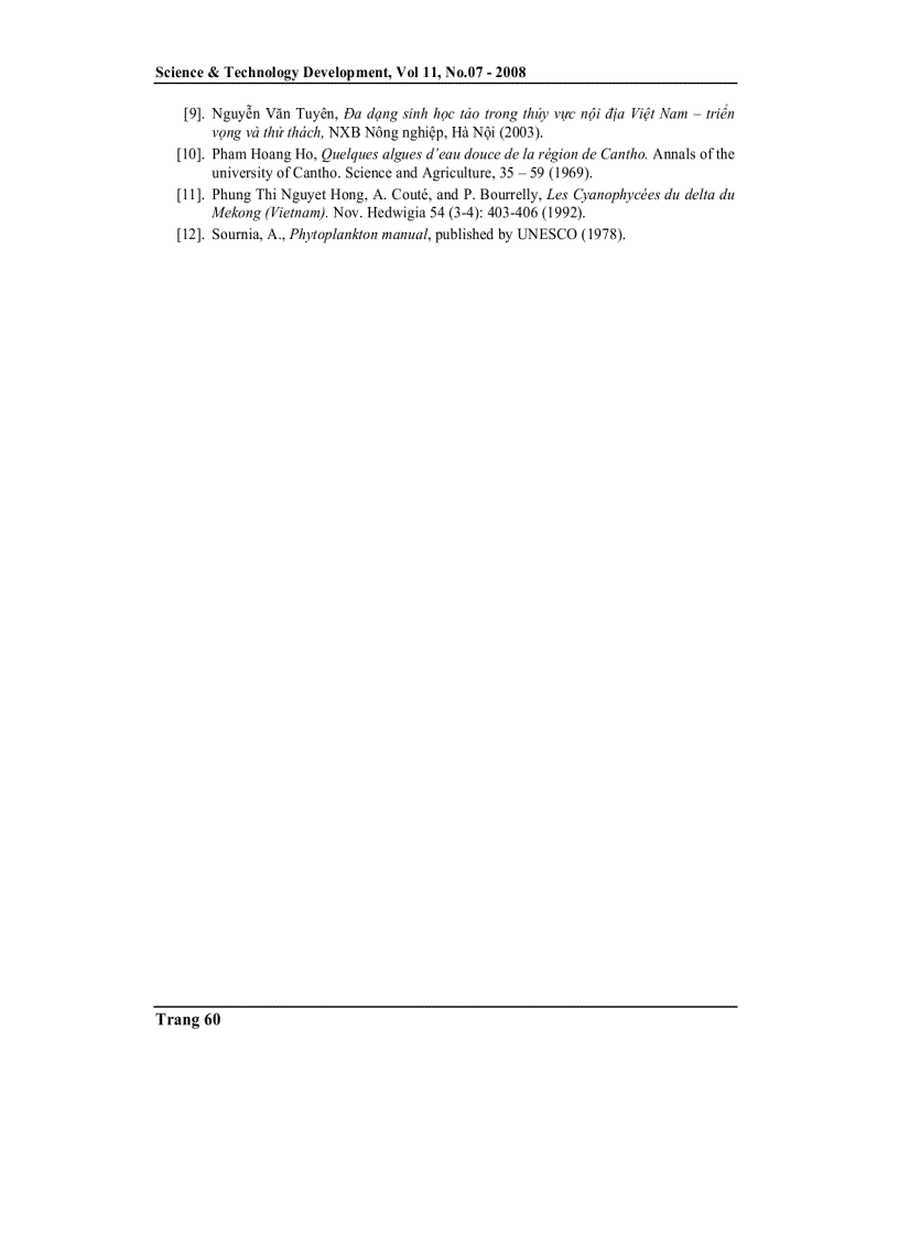 image for page Thành phần và sự phân bố của các vi khuẩn lam phù du bộ oscillatoriales ở lưu vực sông La Ngà