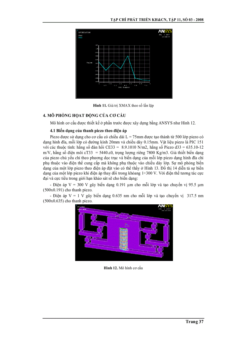 image for page Thiết kế hình dạng và mô phỏng hoạt động của cơ cấu dẫn động với độ phân giải Micron