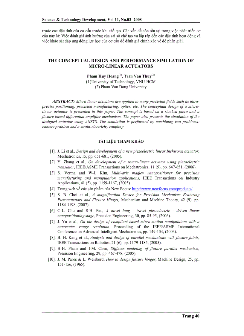 image for page Thiết kế hình dạng và mô phỏng hoạt động của cơ cấu dẫn động với độ phân giải Micron