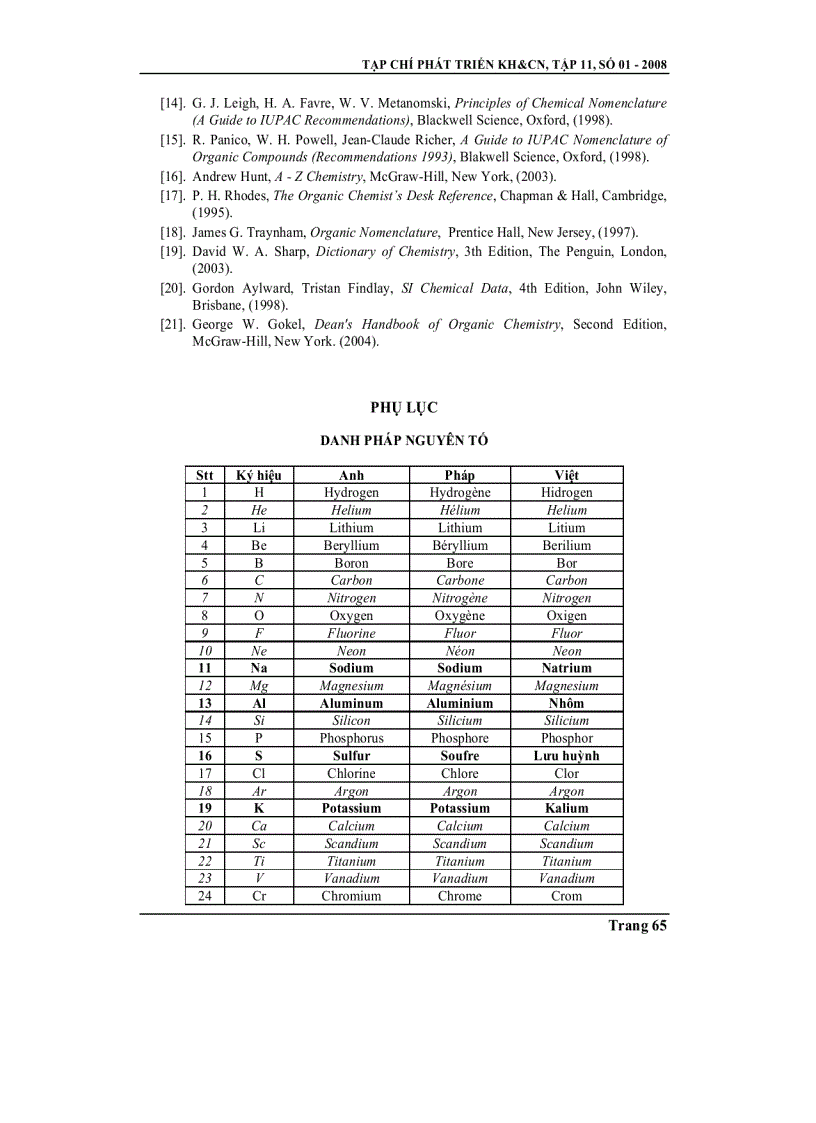 image for page Tính chất quốc tế và hội nhập trong việc viết danh pháp hóa học