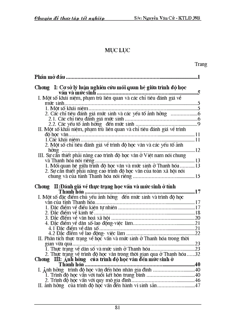 image for page Trình độ học vấn đến mức sinh ở tỉnh Thanh Hoá