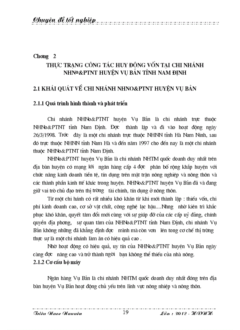 image for page Thực trạng công tác huy động vốn tại chi nhánh NHNo PTNT huyện Vụ Bản