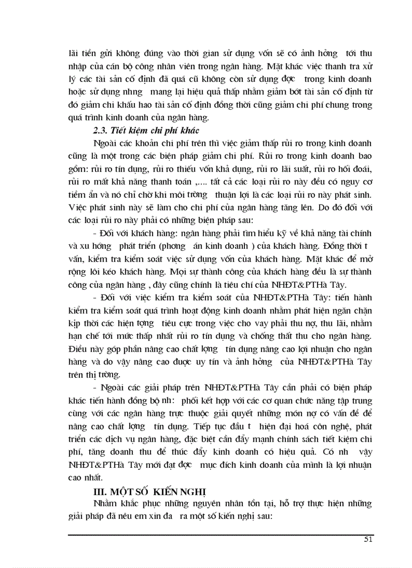 image for page Một số ý kiến về tăng thu tiết kiệm chi phí nhằm nâng cao hiệu quả kinh doanh tại NHĐT PT Hà Tây
