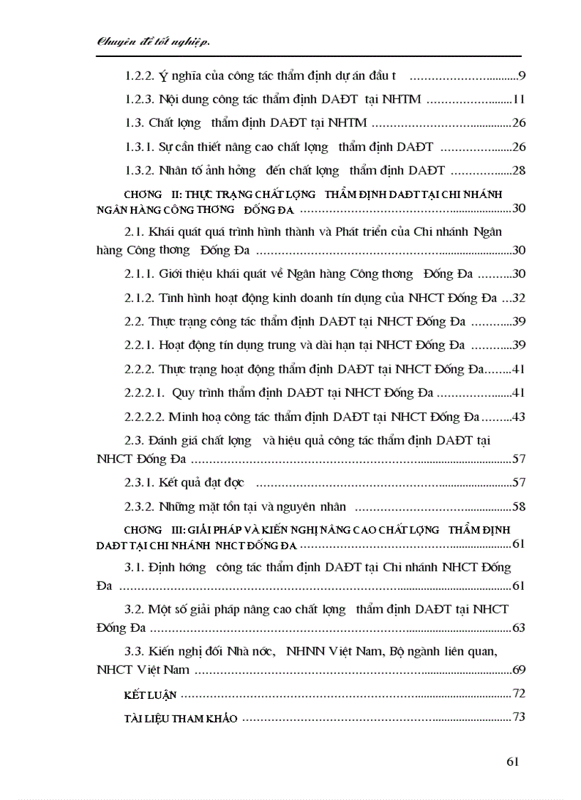 image for page Một số giải pháp nâng cao chất lượng công tác thẩm định dự án đầu tư tại chi nhánh NHCT Đống Đ