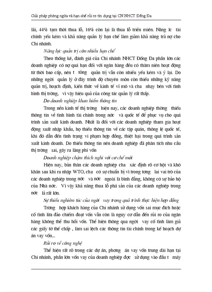 image for page Giải pháp hạn chế rủi ro tín dụng tại Chi nhánh Ngân hàng Công Thương khu vực Đống Đa