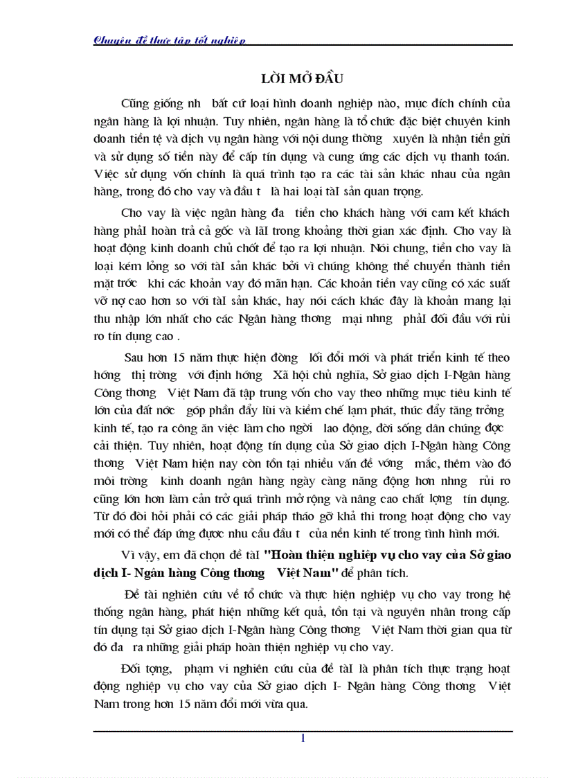 image for page Hoàn thiện nghiệp vụ cho vay của Sở giao dịch I Ngân hàng Công thương Việt Nam