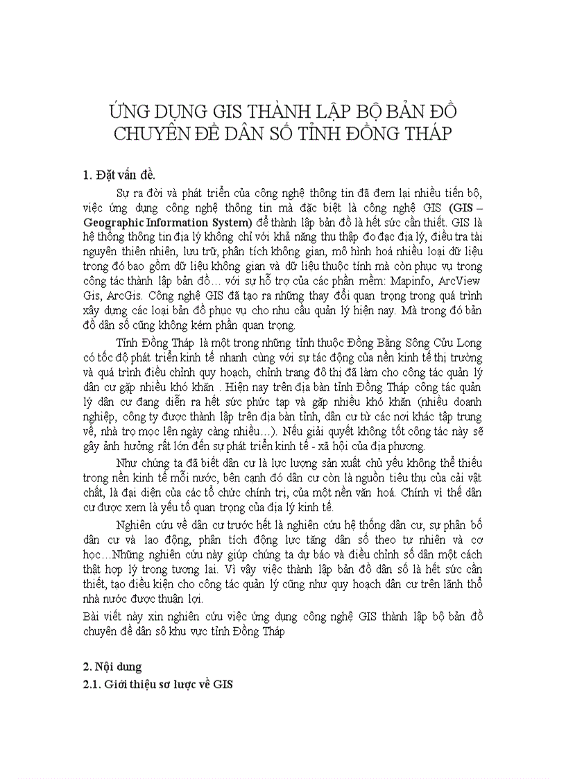 image for page Ứng dụng gis thành lập bộ bản đồ chuyên đề dân số tỉnh đồng tháp