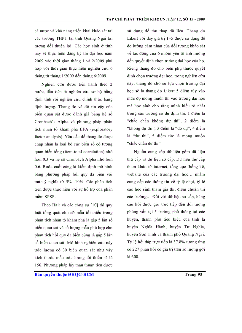 image for page Các yếu tố ảnh hưởng đến quyết định chọn trường đại học của học sinh phổ thông trung học