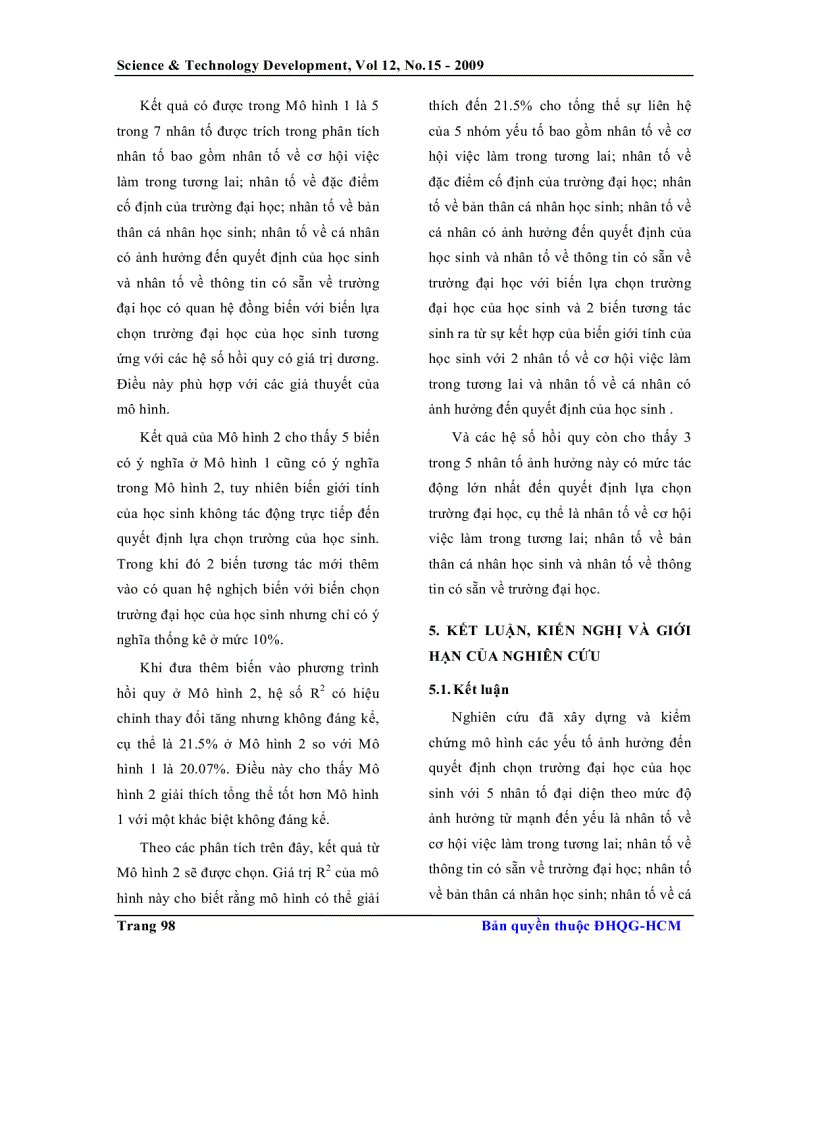 image for page Các yếu tố ảnh hưởng đến quyết định chọn trường đại học của học sinh phổ thông trung học