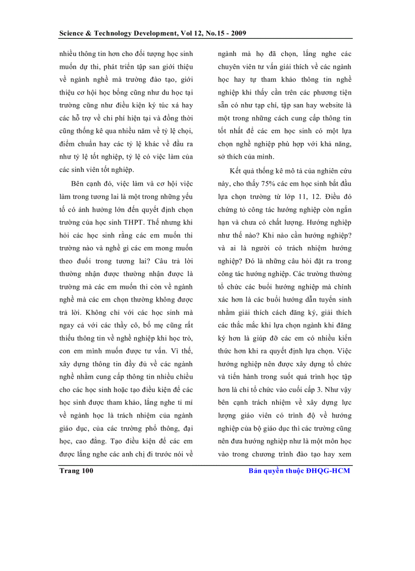 image for page Các yếu tố ảnh hưởng đến quyết định chọn trường đại học của học sinh phổ thông trung học