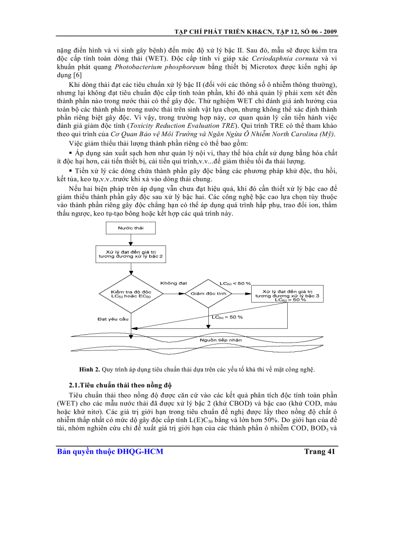 image for page Đề xuất qui trình xây dựng tiêu chuẩn nước thải công nghiệp dựa trên cơ sở độc tính toàn phần