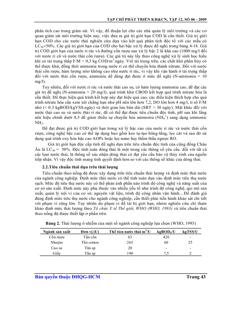 image for page Đề xuất qui trình xây dựng tiêu chuẩn nước thải công nghiệp dựa trên cơ sở độc tính toàn phần