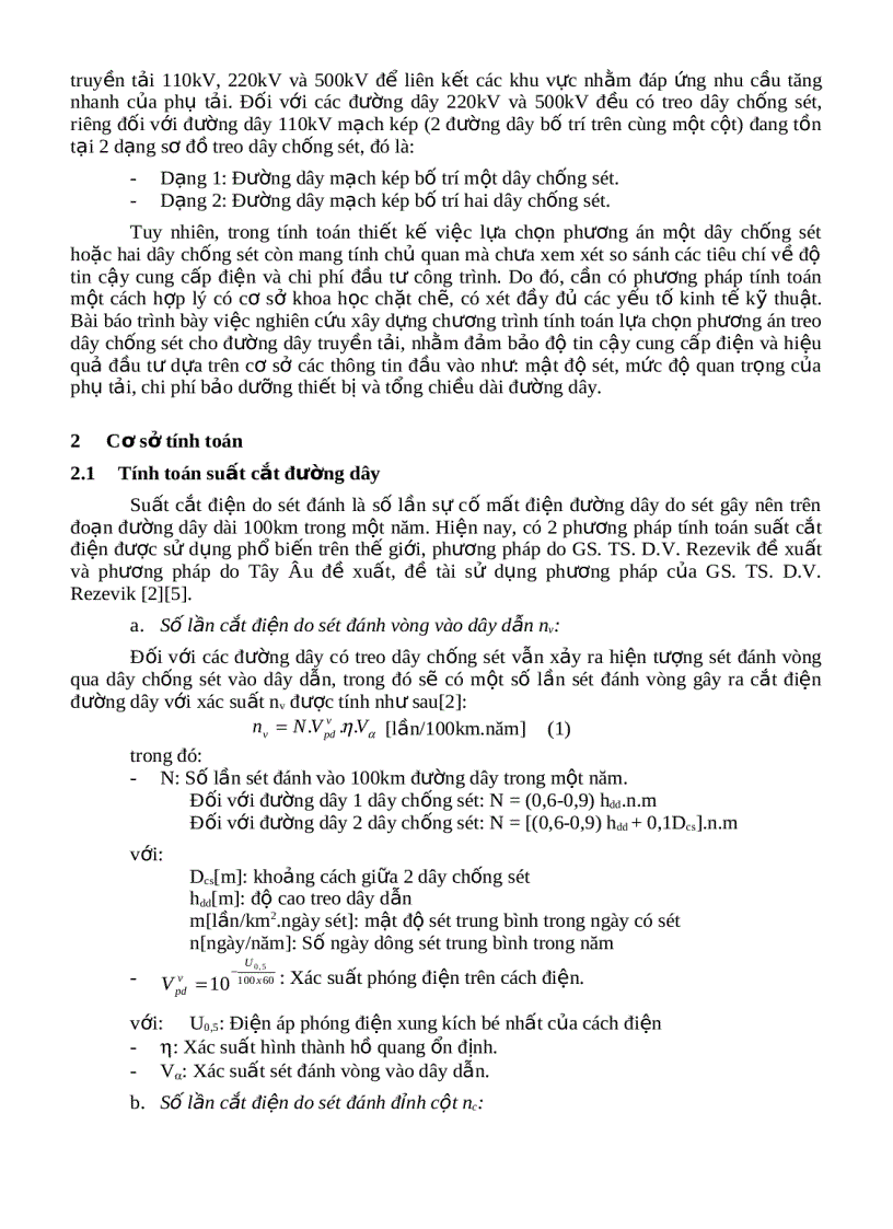 image for page Lựa chọn sơ đồ treo dây chống sét cho đường dây truyền tải điện
