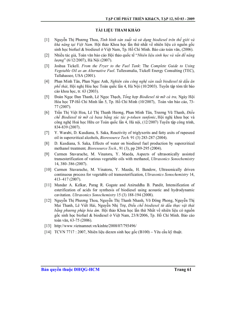 image for page Điều chế Biodiesel từ mỡ cá basa bằng phương pháp hóa siêu âm