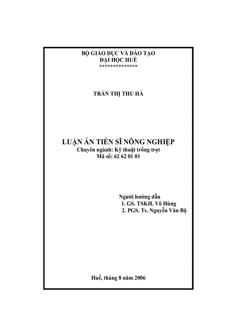 image for page Nghiên cứu cơ sở khoa học của việc bón phân cân đối cho lạc trên hai loại đất trồng lạc chính ở Thừa Thiên Huế