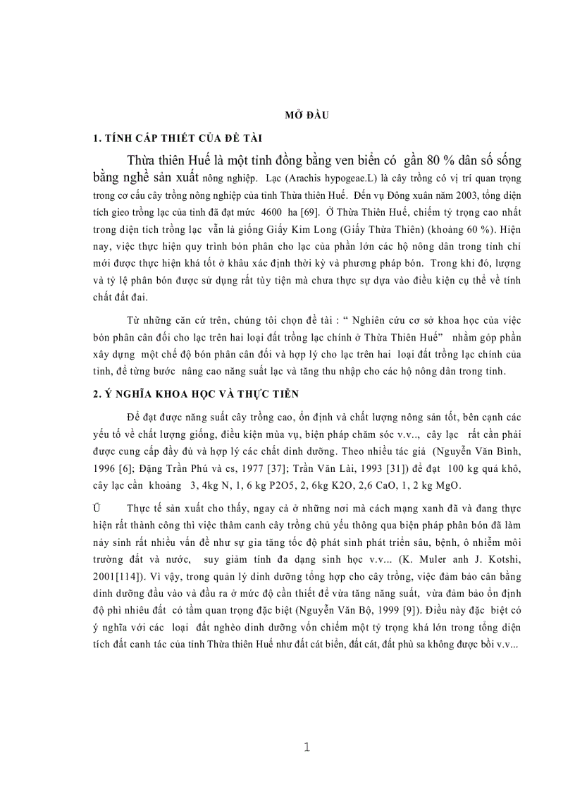 image for page Nghiên cứu cơ sở khoa học của việc bón phân cân đối cho lạc trên hai loại đất trồng lạc chính ở Thừa Thiên Huế