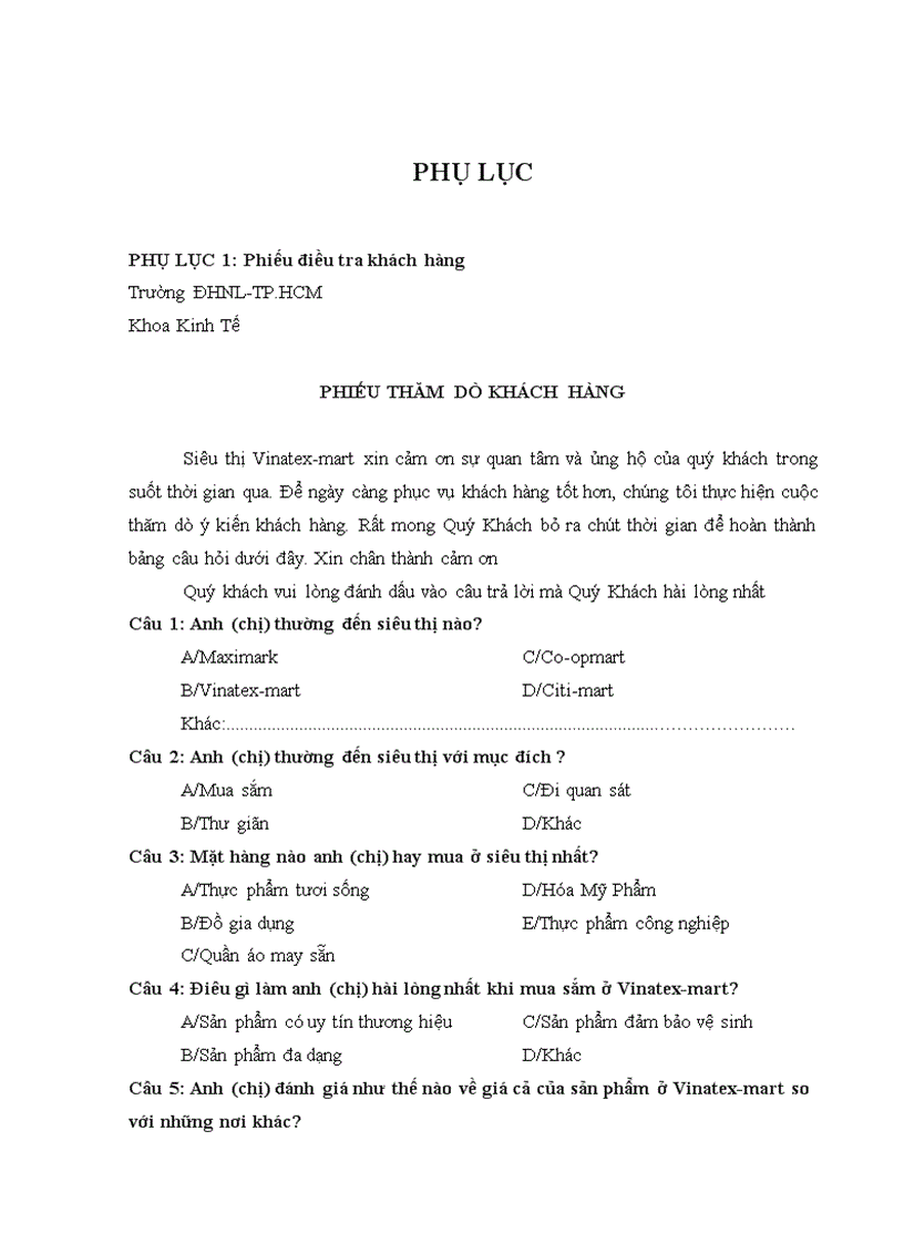 image for page Nghiên cứu khách hàng của siêu thị Vinatex mart và đề xuất giải pháp 4P