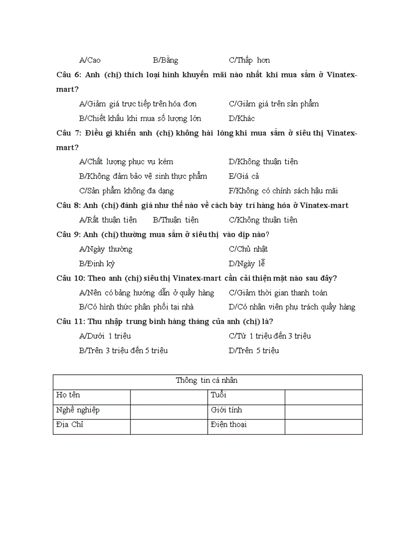 image for page Nghiên cứu khách hàng của siêu thị Vinatex mart và đề xuất giải pháp 4P