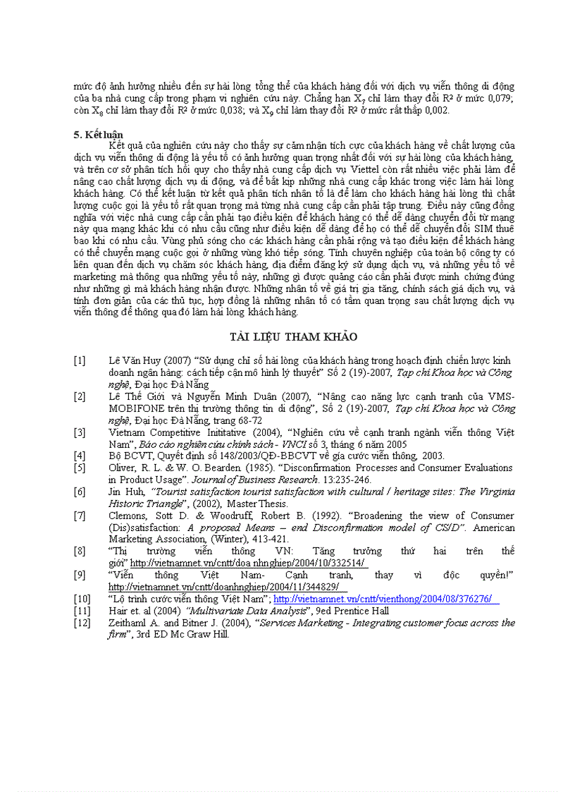 image for page Đánh giá sự hài lòng của khách hàng đối với dịch vụ viễn thông di động tại thừa thiên huế