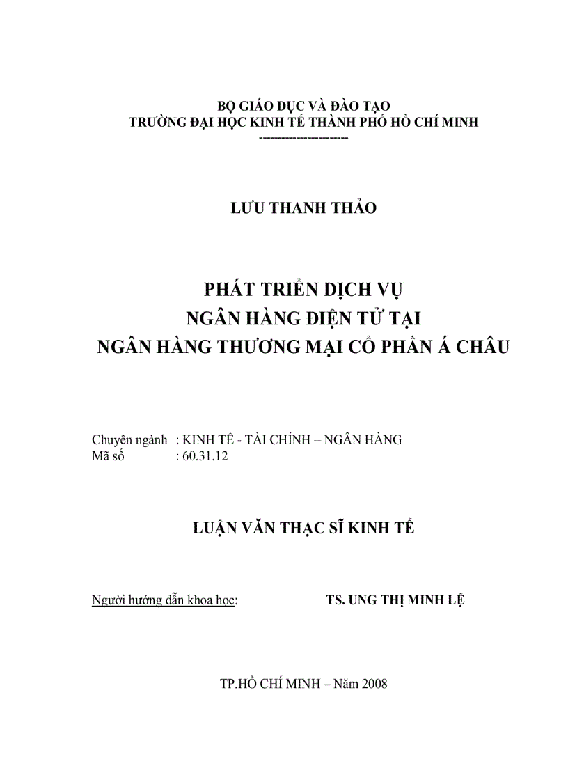 Phát triển dịch vụ Ngân hàng điện tử tại Ngân hàng thương mại cổ phần Á Châu