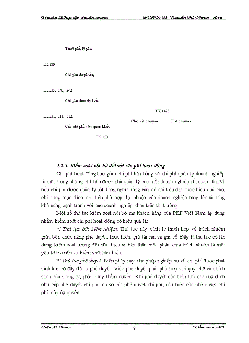 image for page Quy trình kiểm toán khoản mục chi phí hoạt động trong kiểm toán Báo cáo tài chính do Công ty TNHH kiểm toán PKF Việt Nam thực hiện