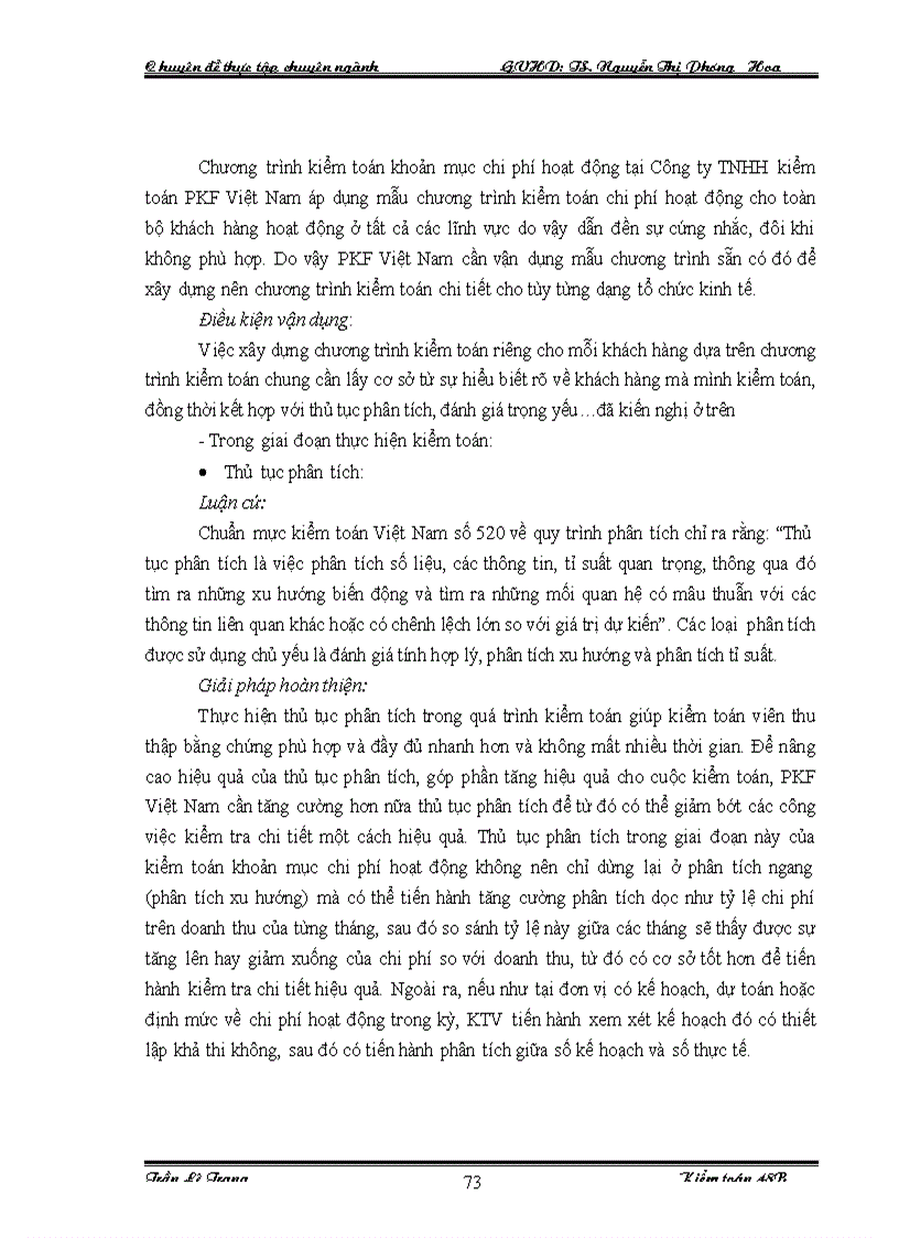 image for page Quy trình kiểm toán khoản mục chi phí hoạt động trong kiểm toán Báo cáo tài chính do Công ty TNHH kiểm toán PKF Việt Nam thực hiện