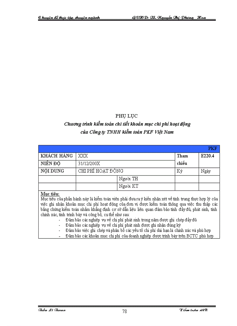 image for page Quy trình kiểm toán khoản mục chi phí hoạt động trong kiểm toán Báo cáo tài chính do Công ty TNHH kiểm toán PKF Việt Nam thực hiện