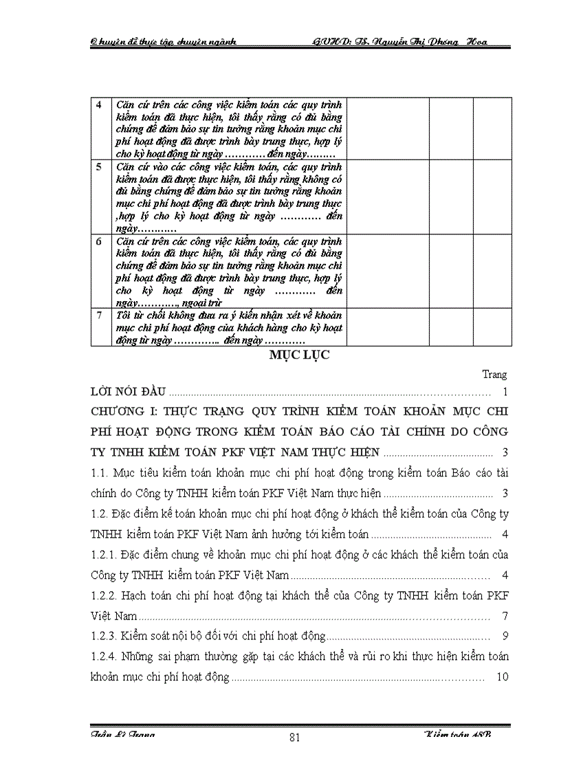 image for page Quy trình kiểm toán khoản mục chi phí hoạt động trong kiểm toán Báo cáo tài chính do Công ty TNHH kiểm toán PKF Việt Nam thực hiện