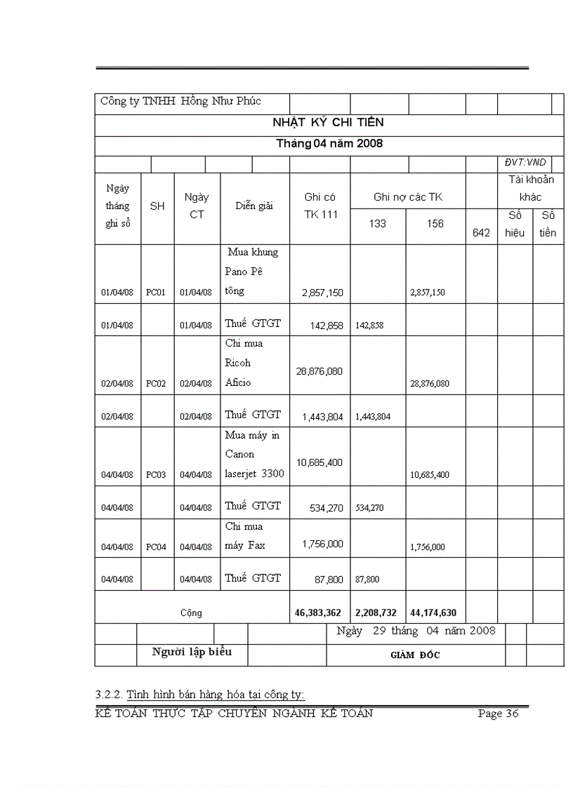 image for page Báo cáo thực tập chuyên ngành Kế Toán tại công ty TNHH TM DV Hồng Như Phúc