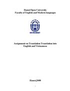 Assignment on Translation Translation into English and Vietnamese