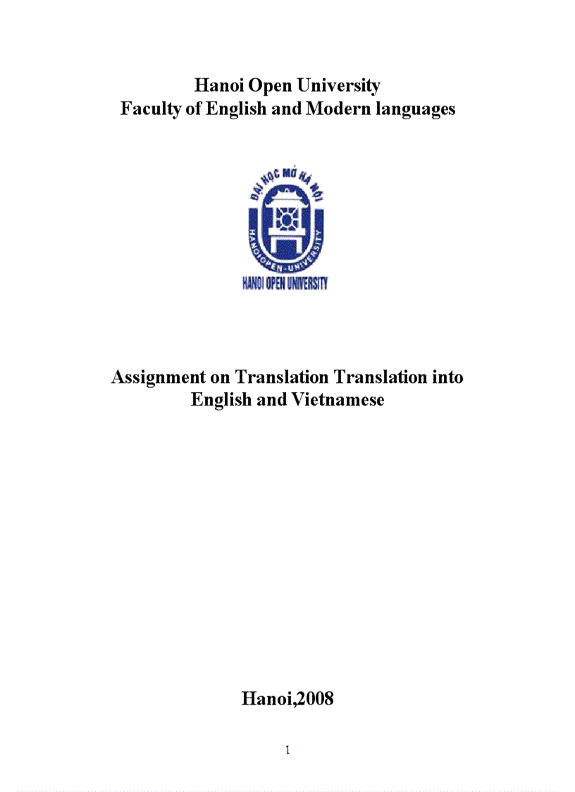 Assignment on Translation Translation into English and Vietnamese