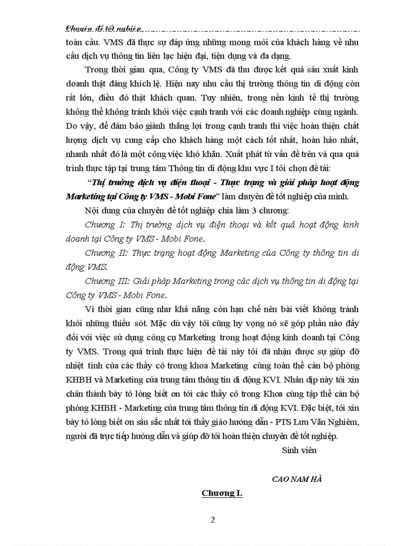 image for page Thị trường dịch vụ điện thoại Thực trạng và giải pháp hoạt động Marketing tại Công ty VMS Mobi Fone