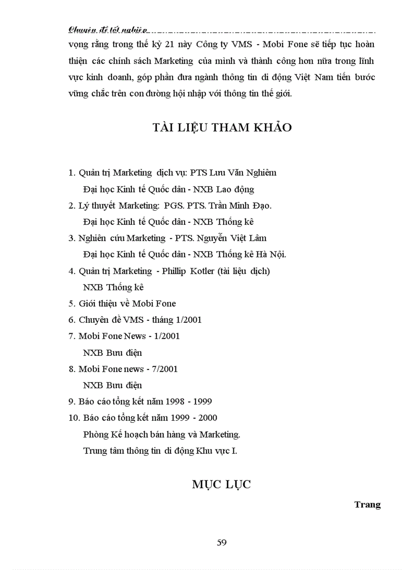 image for page Thị trường dịch vụ điện thoại Thực trạng và giải pháp hoạt động Marketing tại Công ty VMS Mobi Fone