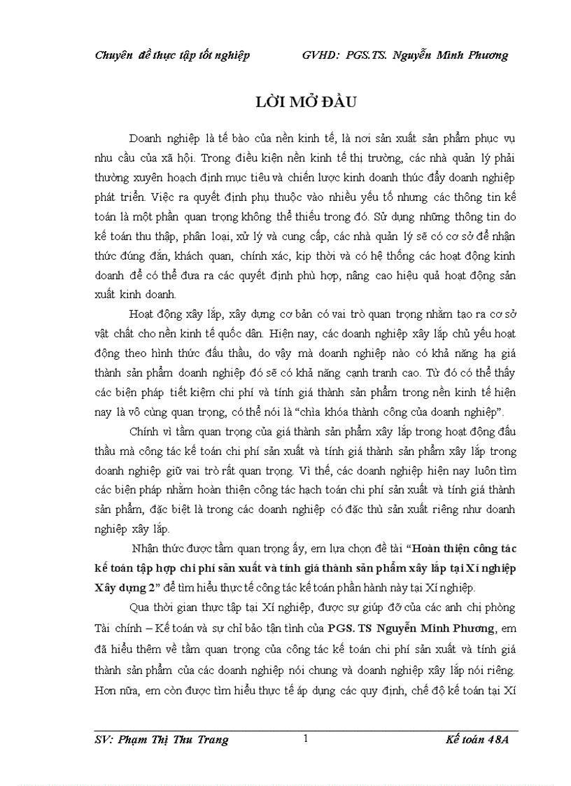 image for page Hoàn thiện công tác kế toán tập hợp chi phí sản xuất và tính giá thành sản phẩm xây lắp tại Xí nghiệp xây dựng 2 nhật ký chứng từ ko lý luận