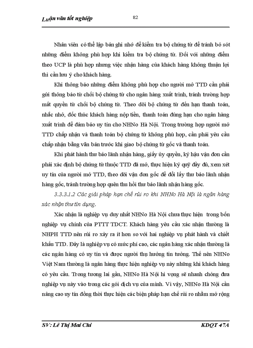 image for page Giải pháp hạn chế và phòng ngừa rủi ro trong thanh toán quốc tế theo phương thức Tín dụng chứng từ tại ngân hàng NHNo PTNT AgriBank Hà Nội