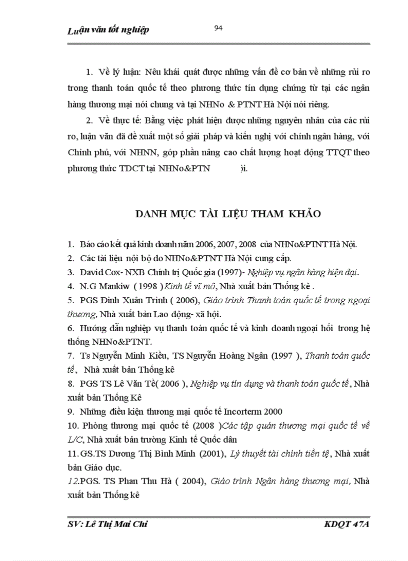 image for page Giải pháp hạn chế và phòng ngừa rủi ro trong thanh toán quốc tế theo phương thức Tín dụng chứng từ tại ngân hàng NHNo PTNT AgriBank Hà Nội