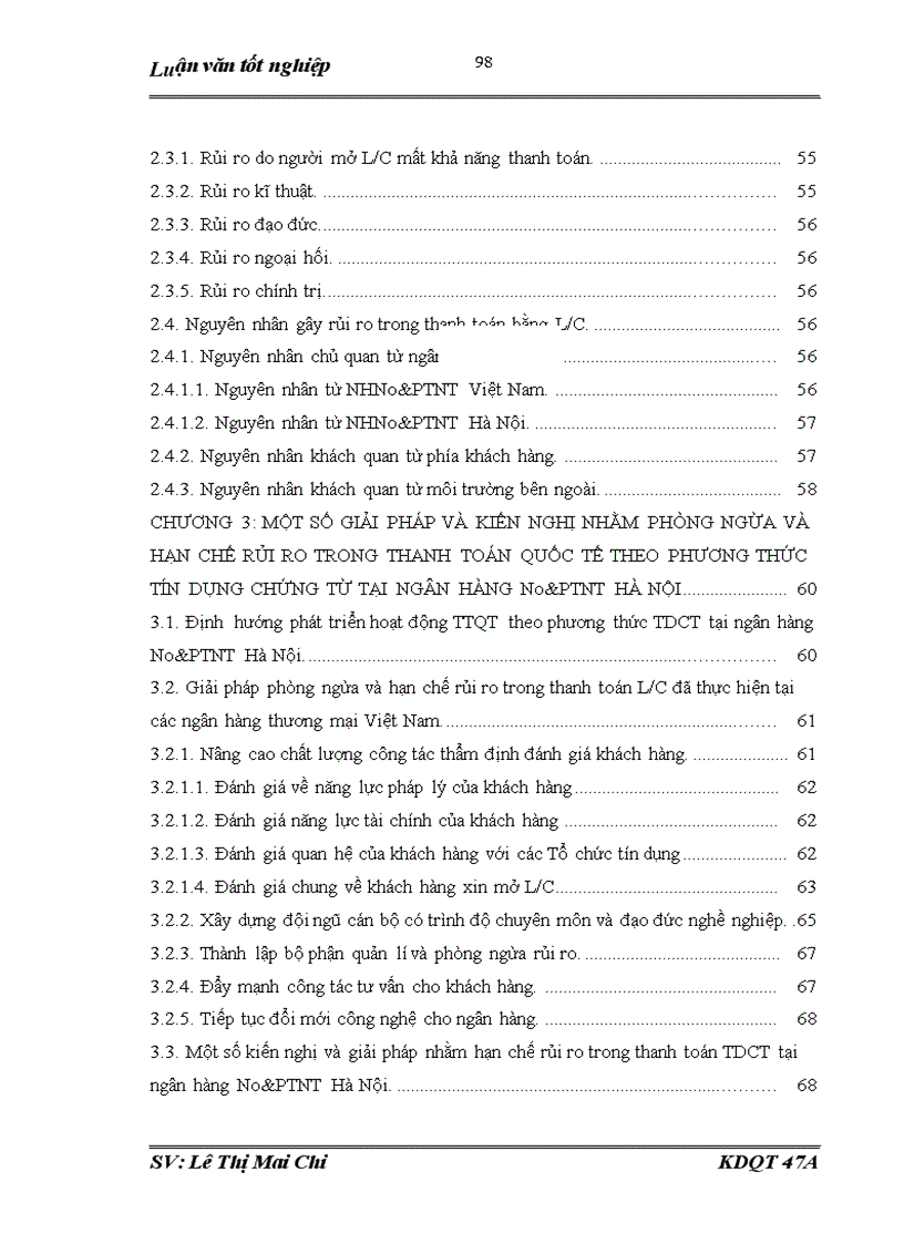 image for page Giải pháp hạn chế và phòng ngừa rủi ro trong thanh toán quốc tế theo phương thức Tín dụng chứng từ tại ngân hàng NHNo PTNT AgriBank Hà Nội