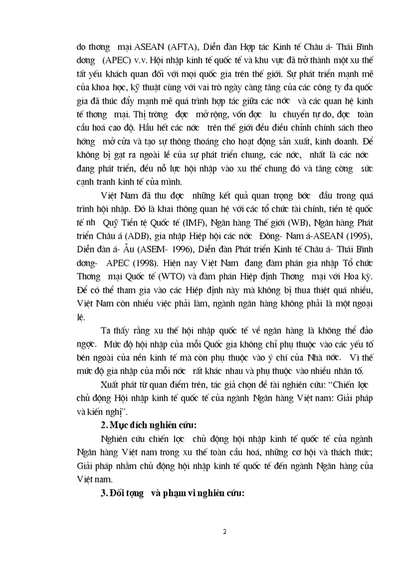 Chiến lược chủ động Hội nhập kinh tế quốc tế của ngành Ngân hàng Việt nam Giải pháp và kiến nghị