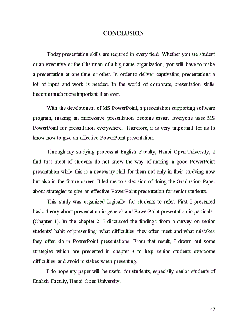 image for page Some strategies to give an effective PowerPoint presentation for the 4th year student of English Faculty Hanoi Open University