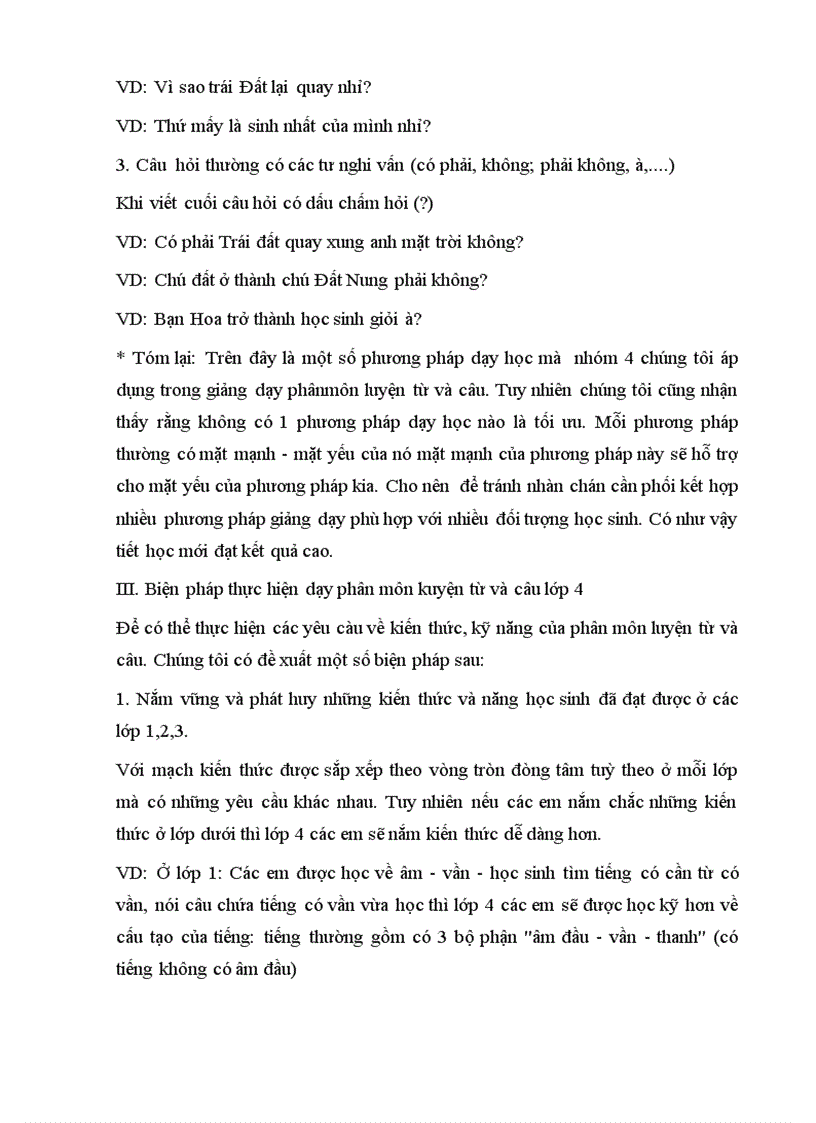 image for page Nâng cao chất lượng giảng dạy phân môn luyện từ và câu ở lớp 4