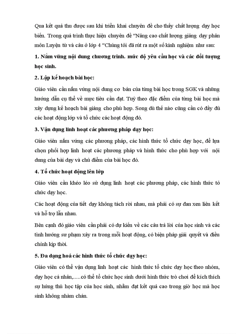 image for page Nâng cao chất lượng giảng dạy phân môn luyện từ và câu ở lớp 4