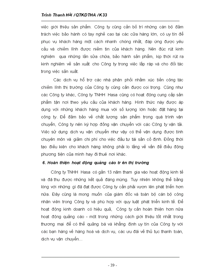image for page Phân tích tình hình thị trường của Công ty TNHH Hasa