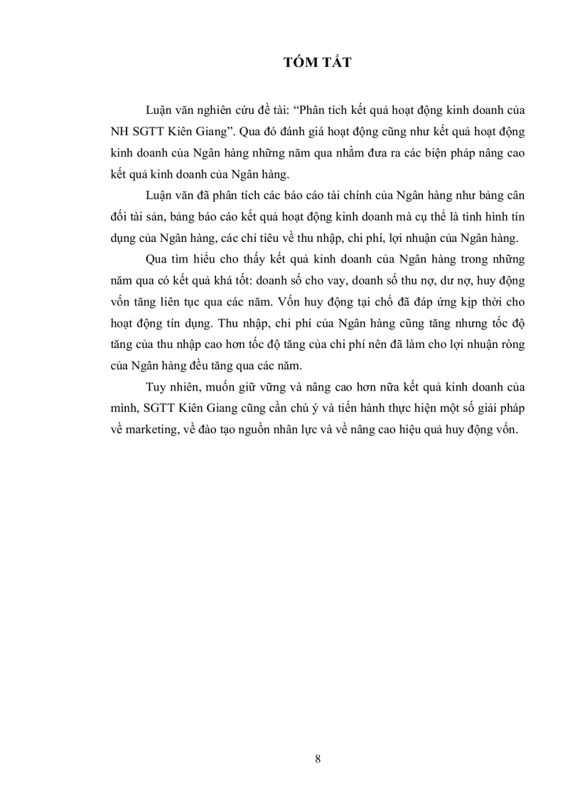 image for page Phân tích kết quả hoạt động kinh doanh của Ngân hàng thương mại cổ phần Sài Gòn Thương Tín Chi Nhánh Kiên Giang